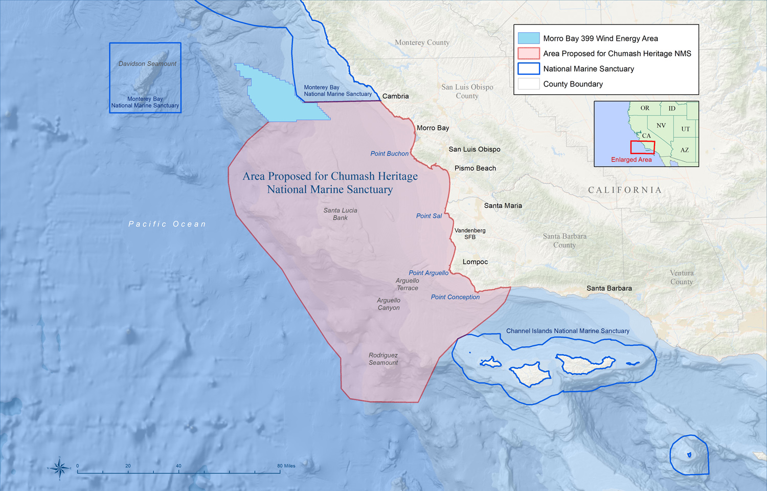 Map of the Chumash Heritage National Marine Sanctuary