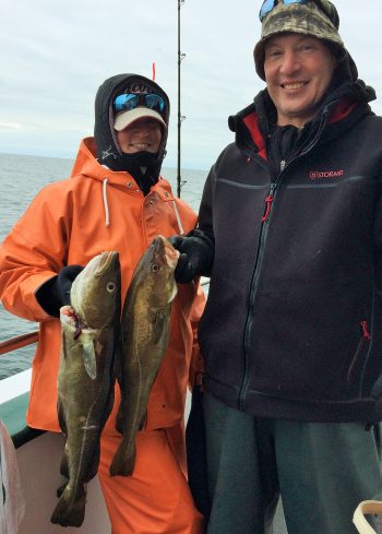 These fine market cod were caught by Amy McCubrey and Tom Eldred of Charlton, MA fishing mid-January aboard the Seven B’s party boat off Rhode Island.