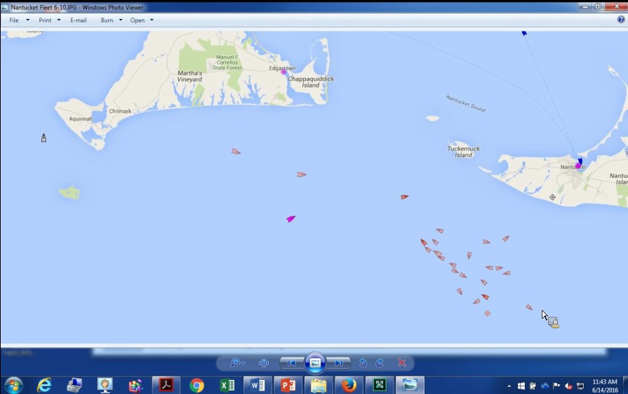 AIS shot of squid boats concentrated off of SW corner of Martha's Vineyard.