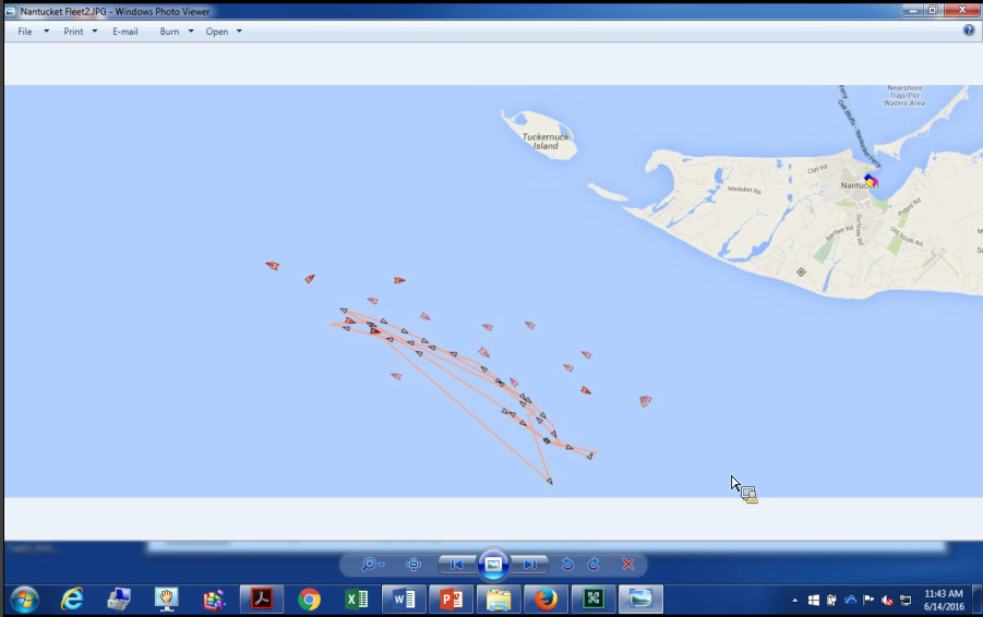 AIS shot of squid boats working off of SW corner of Martha's Vineyard.