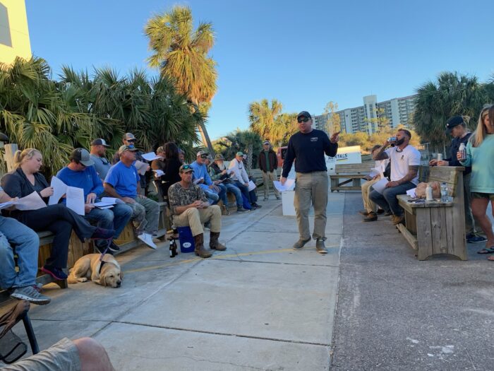 Port Ambassador meets with a group of local charter for-hire captains to walk through the ELB program and system requirements. Photo Credit: Bobby Kelly