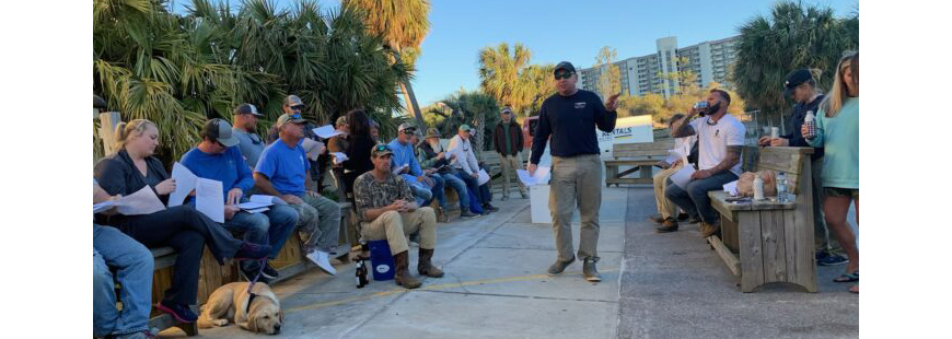 Port Ambassador meets with a group of local charter for-hire captains to walk through the ELB program and system requirements. Photo Credit: Bobby Kelly