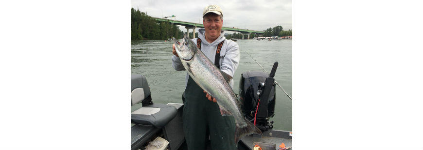 Bob Rees with a May, 2017 Willamette River spring Chinook