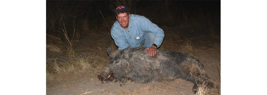 Bob Rees with a boar