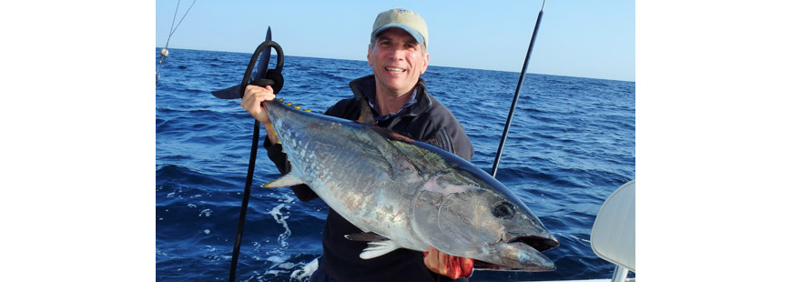 David Appolonia of South Kingstown, Rhode Island with a school bluefin tuna.