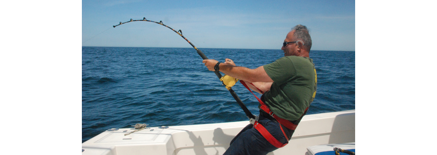 Mike Mucha battling with a 399-class mako south of Shinnecock, NY