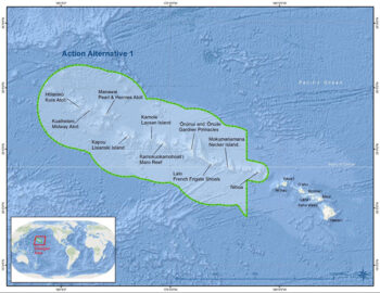 Map of the proposed marine sanctuary in the Papahānaumokuākea Marine National Monument