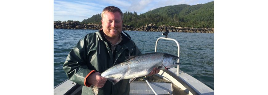 Michael O' Leary with a Tillamook Bay spring Chinook from June 2016