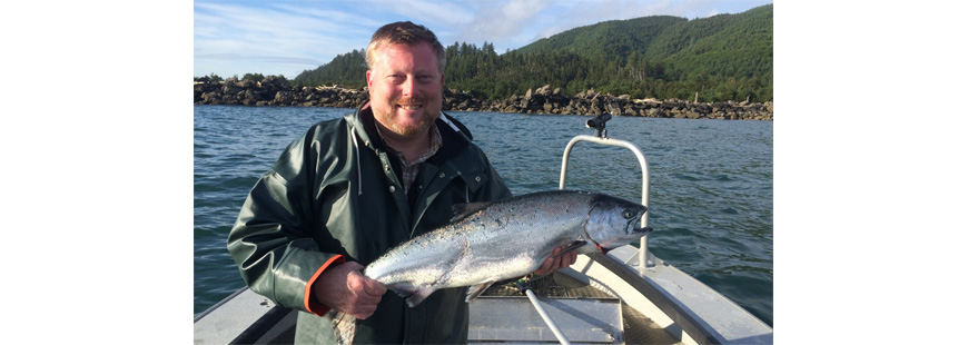 Michael O' Leary with a Tillamook Bay spring Chinook from June 2016